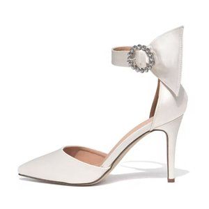 Satin Embellished Pointed Heel with Bow